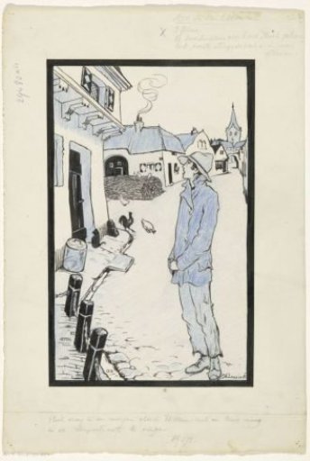 William singing in a deserted village street