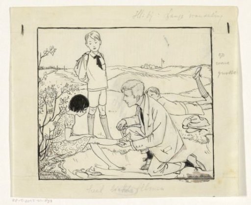 Man bandaging a girl's foot