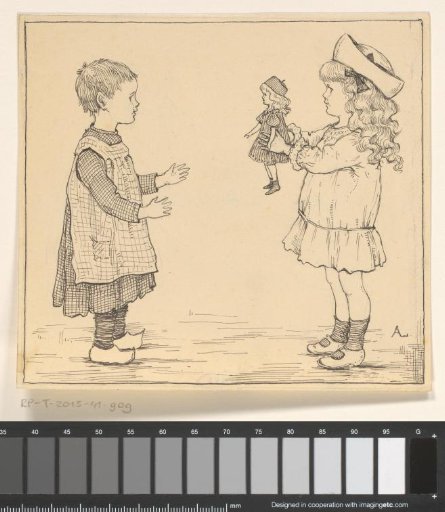 Girl giving a doll to a girl