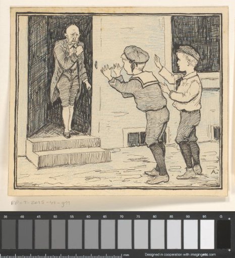 Two boys teasing an older man