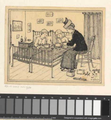 Boy and Girl with Toys on a Bed