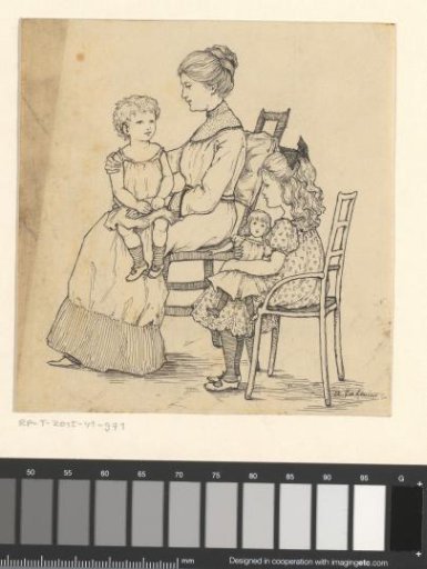 Mother with child and girl with a doll