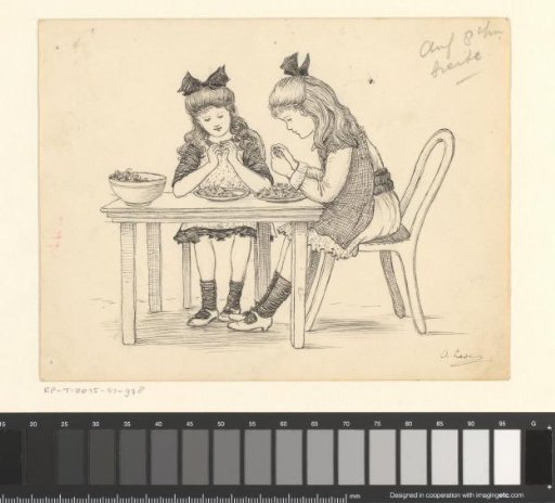 Two girls at a table