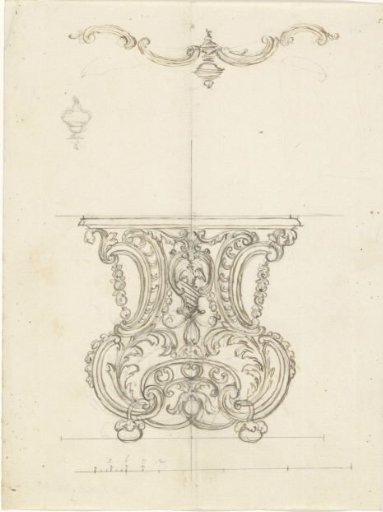 Design for the upper part of a frame or a pedestal with a coat of arms
