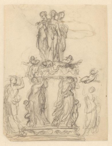 Sketches for a table piece with male and female figures