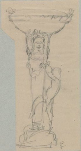 Basin on a herm foot with a dancing figure