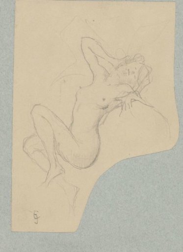 Naked woman reclining backwards