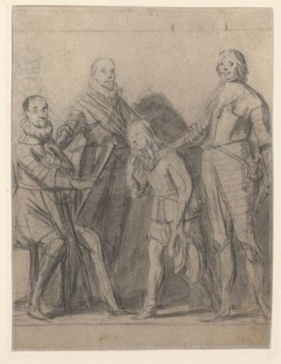 Group portrait with three men and a boy