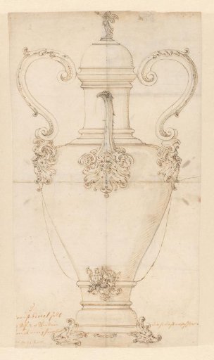 Design for a jug with a lid crowned by Fame