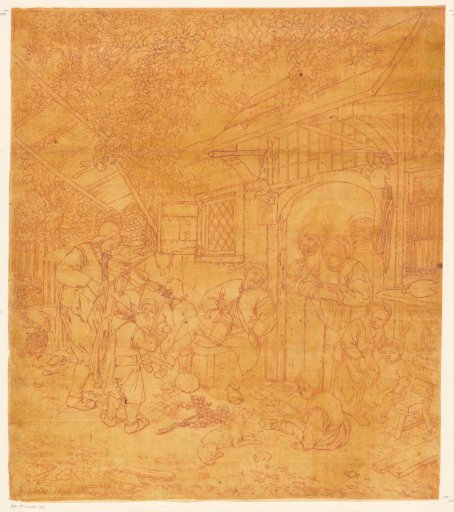 Violin player in front of an inn