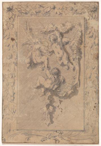 Panel with three flying putti