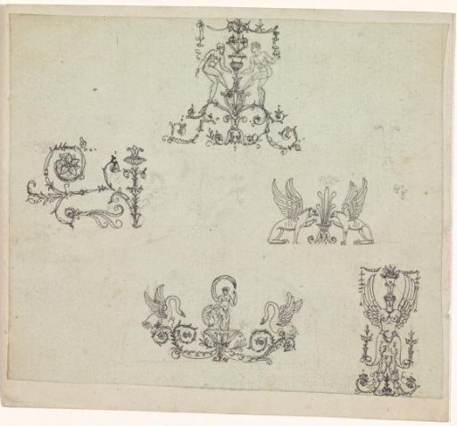 Five symmetrical ornamental compositions