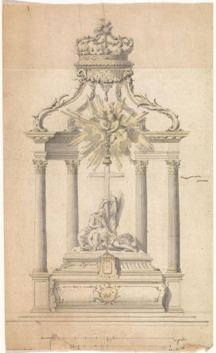 Altarpiece with a carved group of the Lamentation at the Cross