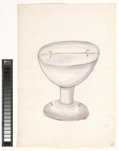 Drawing of the case belonging to a chalice of chalcedony with gold mount