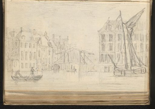 View of a harbor with a drawbridge