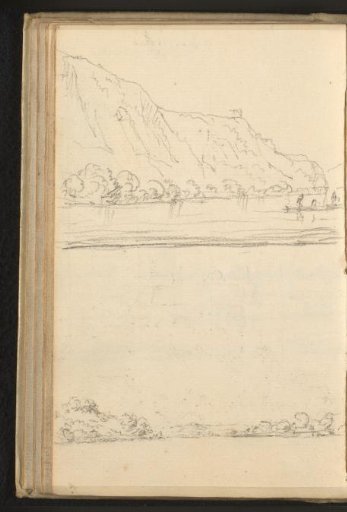 View of the riverbank and a castle on the Danube