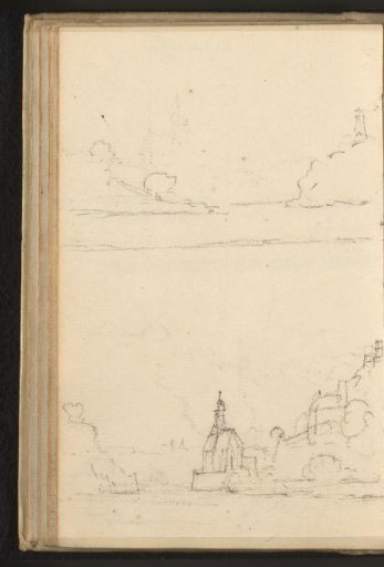 Two views of a church on the Danube near Linz