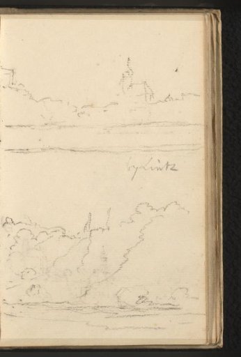 Two views of a church on the Danube near Linz
