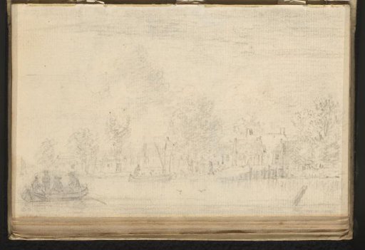 View of a village by the river