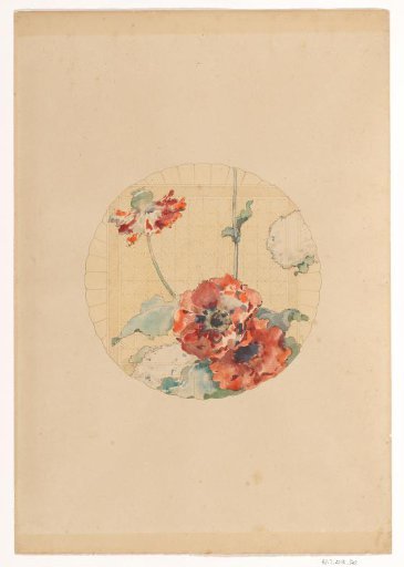 Design for the painting of plates for the Vieillard manufactory in Bordeaux, with poppies