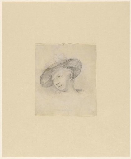 Head of an elegant shepherdess with hat
