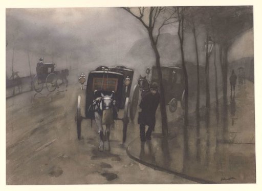 Waiting carriages, Victoria Embankment, London