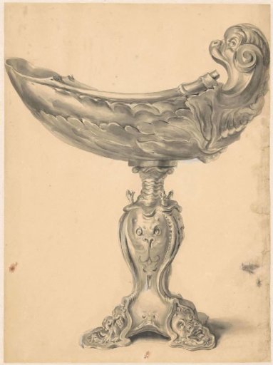 Drawing of 17th-century silver belonging to an album