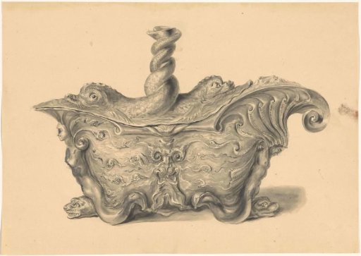 Drawing of 17th-century silver belonging to an album