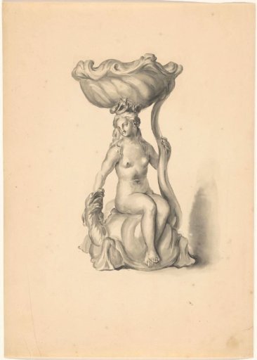 Drawing of 17th-century silver belonging to an album