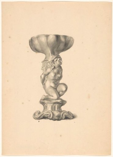 Drawing of 17th-century silver belonging to an album