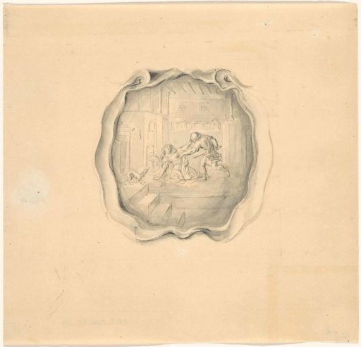Drawing of 17th-century silver belonging to an album