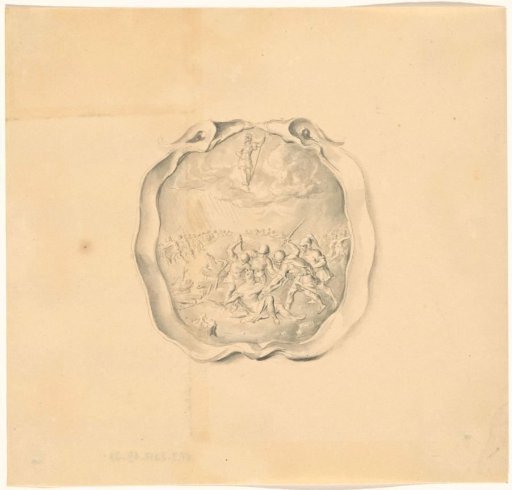 Drawing of 17th-century silver belonging to an album