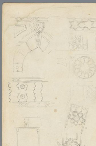 Nine sketches of ornaments and decorations