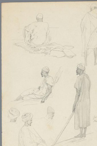 Five studies of Egyptians and two heads thereof