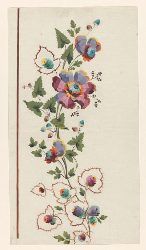Design for an embroidered border with flowers
