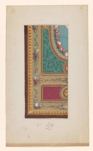 Design for a corner of a carpet with an oval turquoise central field