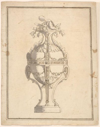 Egg-Shaped Vase in a Mount with Lion's Feet and Leaves