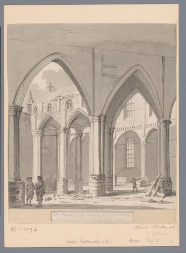 View of the interior of the New Church in Amsterdam after the fire of 1645
