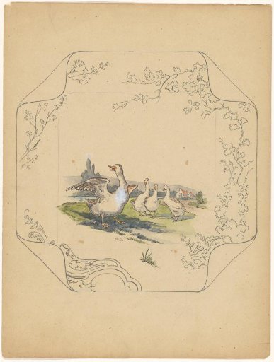 Design for a Plate of the 'Square' Model with Four Geese