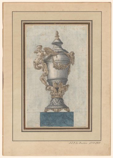 Tank, Probably of Partially Gilded Silver, on a Marble Pedestal