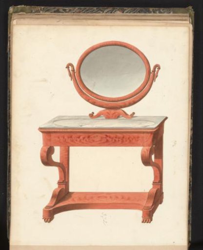 Design for a dressing table with mirror