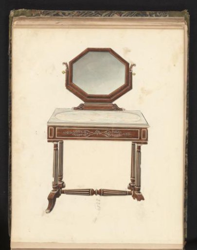 Design for a dressing table with octagonal mirror