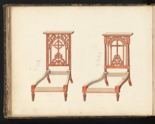Two designs for prayer desks