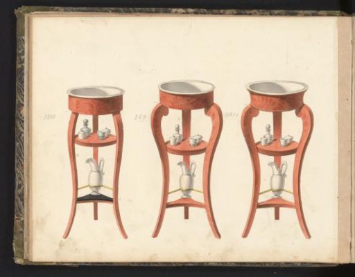 Three designs for three-pot washstands