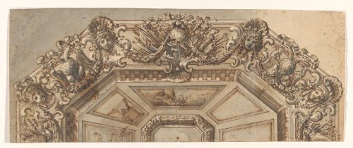 Design for a dish with a rim featuring a double-headed crowned eagle twice, presumably for Pope Alexander VIII Ottoboni (reigned 1689-1691)
