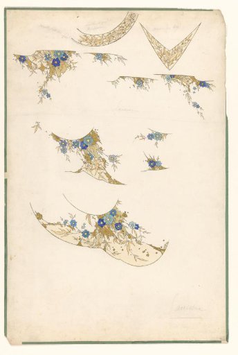 Design for the decoration of a sauce boat of a porcelain service for Pillivuyt