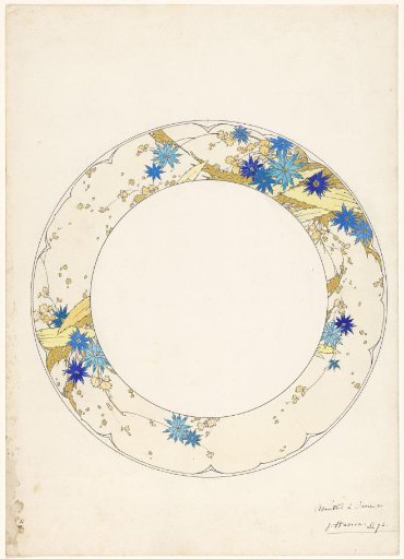 Design for a dessert plate of a porcelain service for Pillivuyt
