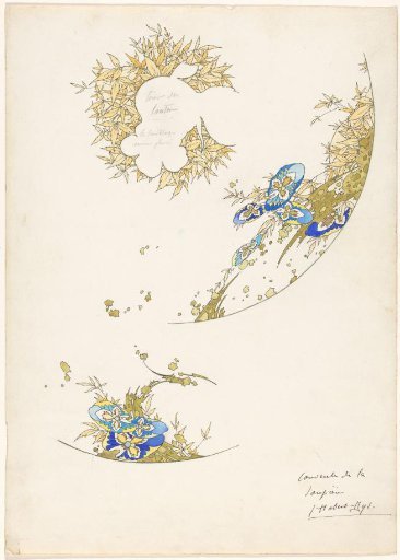 Design for the decoration of the lid of a soup tureen of a porcelain service for Pillivuyt