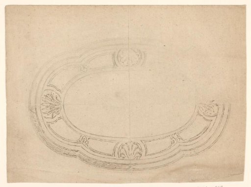 Design for a bowl with reed plumes and shells in the rim