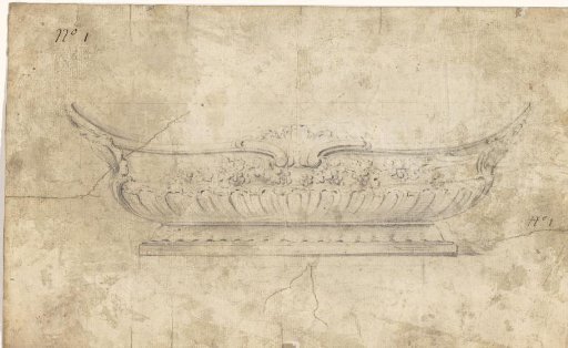 Design for a bowl decorated with grapes (front view)